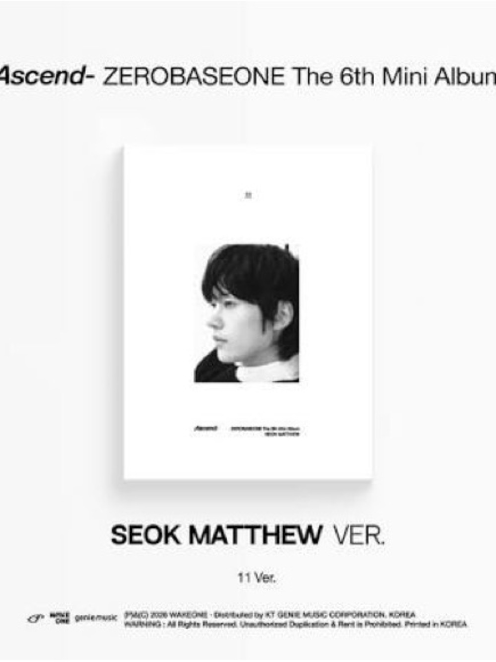 ZERObaseone SEOK MATTHEW ver Ascend Album (opened but not touched)